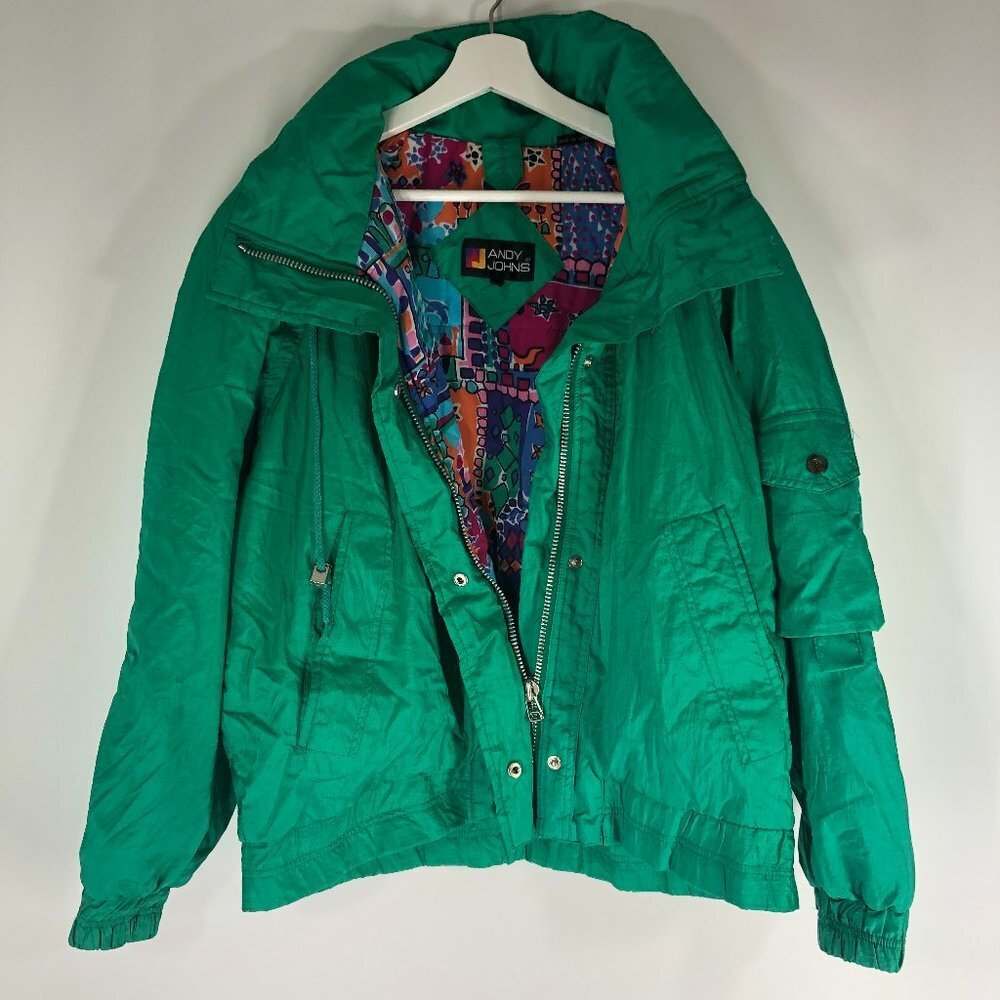 Vintage Andy Johns Green Swishy Windbreaker Medium